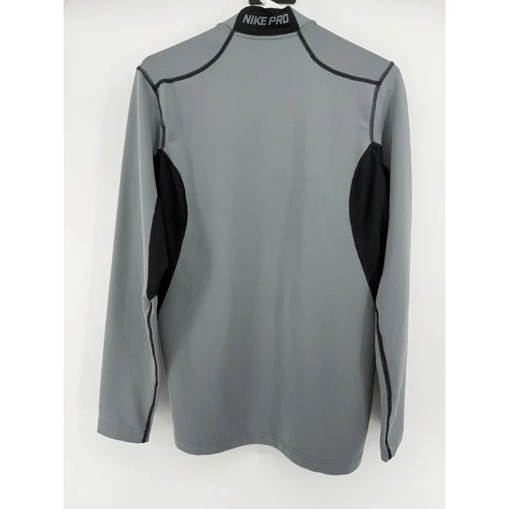 Nike Pro Fitted Half Zip Pullover Gray Long Sleeve Running Top Mens Medium - Picture 5 of 5